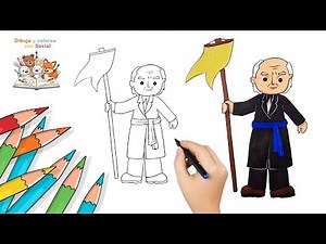 Cómo Dibujar a Miguel Hidalgo y Colorear | Paso a Paso | Héroes de la Historia