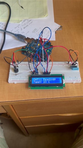 LCD Temp Display with DHT11 #arduino #lifeisbutadream #binarycounter #arduinoproject