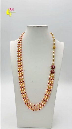 Elegant Pink Pearls Necklace with Silver Pendants | Premium Handmade Jewellery | RH Jewellers