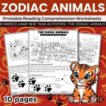 Lunar New Year, The Zodiac Animals Traditions Reading Comprehension Worksheets