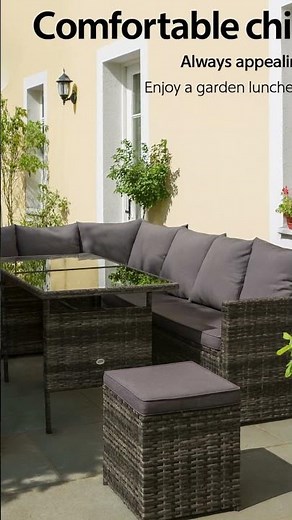 Outdoor Dining Sofa Set 9 Seater Wicker with Storage Cover | Modern Outdoor Furniture