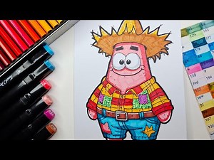 How to Draw and Color Scarecrow Patrick Star | Fun Fall Art for Kids