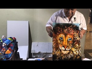 Lion spray paint art