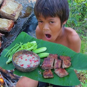 35K views · 559 reactions | Eating delicious - Awesome cooking pork cow on a rock | WOW Survival | Facebook