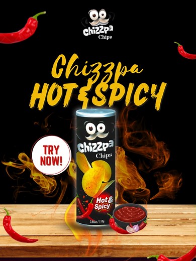 Ready to turn up the heat? 🔥🌶️ If you crave a snack that packs a punch, Chizzpa Hot & Spicy Chips are here to deliver! Experience the perfect crunch paired with a fiery flavor that will keep you coming back for more. Whether it’s a solo snack session or a spicy challenge with friends, this is the bold choice you’ve been looking for. 🔥 Intense Flavor – A spicy kick that hits the spot. 🥔 Signature Crunch – That classic Chizzpa texture in every bite. 🆕 Try Now – Your new favorite spicy obsessi