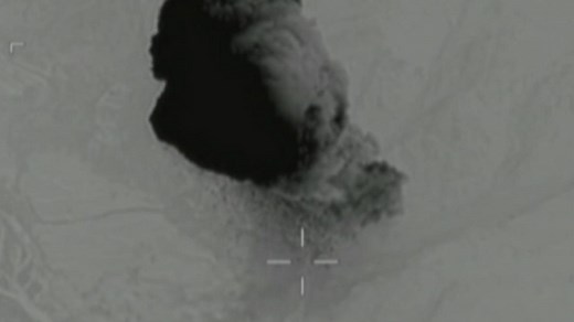 The moment MOAB bomb struck IS cave and tunnel systems