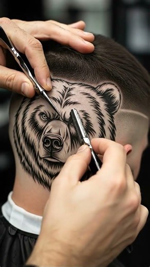 “Epic Bear Face Haircut | Fierce Barber Art Transformation #hairstyle #hairtutorial #haircare #ai