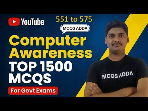 Computer Awareness MCQs 551 to 575| 1500 Questions | MCQS ADDA #computermcq #mcqsadda #computermcqs