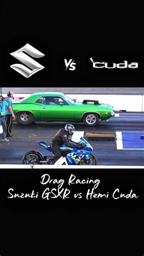 Suzuki GSXR vs Hemi Cuda #dragraceing #suzuki #cuda #viralvideo #viralshort
