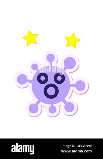 spinning stars animation of shocked virus sticker Stock Video Footage - Alamy