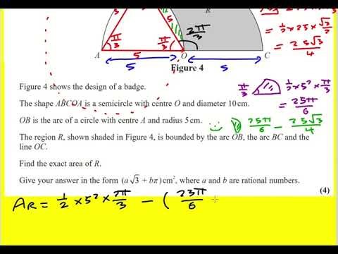 AL Edexcel Jun 2024 paper 1 pure q11 sectors (Maths A Level)
