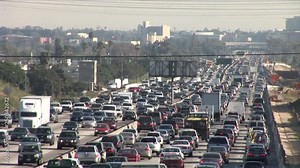 Heavy traffic on Freeway in Los Angeles United States