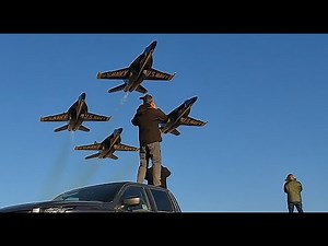 BLUE ANGELS Low and Loud Overhead Take Off Pass in El Centro Winter Training - 4K