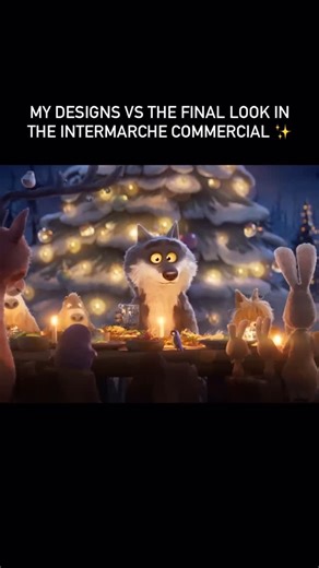 Juliette Michel on Instagram: "Part 1 of my designs and the final result of the @intermarche commercial made by @illogicstudios ✨#unloved #intermarche #concept #conceptart #christmas #art #noai #shortfilm #intermarcheshortfilm #photoshop #2d #animation #lemalaimé"