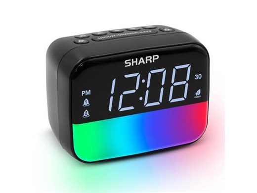 Sharp Multi-Color Bluetooth Alarm Clock with Sleep Sounds, RGB Night Light, Dual Alarms, LED Display with Dimmer, Snooze & Sleep Timer, Bedside Clock with Speaker - Newegg.com