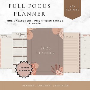 Digital Full Focus Planner Bundle, Printable Weekly Review, Daily and Monthly Organization Set, Detailed Schedule and Task Management - Etsy