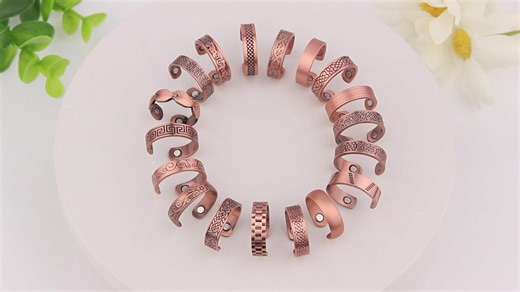 Wholesale Adjustable Magnetic Copper Open Ring Boosts Blood Circulation Vintage Wedding Gift Unisex Rings Bulk Supply Retailers