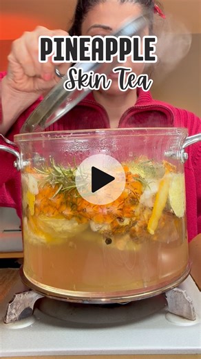 Pineapple peel tea with ginger, turmeric, and cinnamon. Sweetened with honey for a healthy boost! Comment RECIPE and I’ll DM you the link 👇 | AlphaFoodie