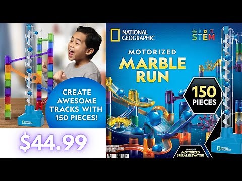 National Geographic Marble Run with Motorized Elevator - 150-Piece Marble Maze Kit with Motorized