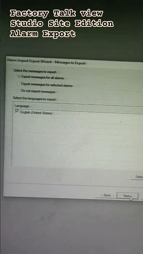 Factory Talk view Studio Site Edition Alarm Export in Microsoft Excel.