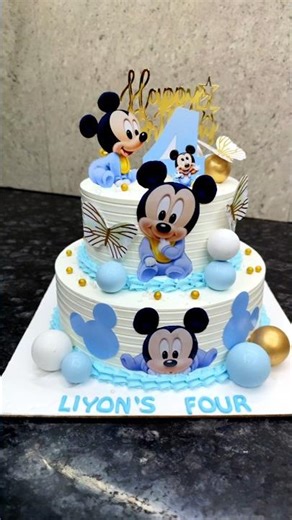 2 step Micky mouse cake design tutorial #shorts #ytshorts #cakedesign