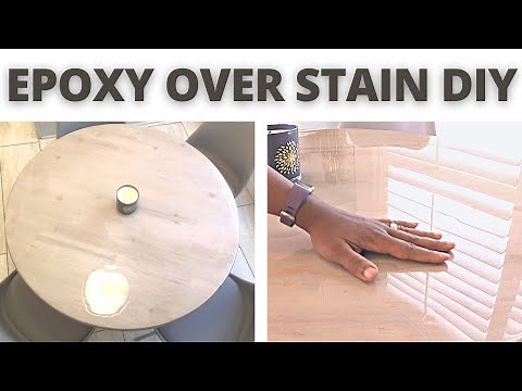 EPOXY OVER WOOD STAIN WITH ACRYLIC PAINT - Tutorial for BEGINNERS | KITCHEN TABLE MAKEOVER