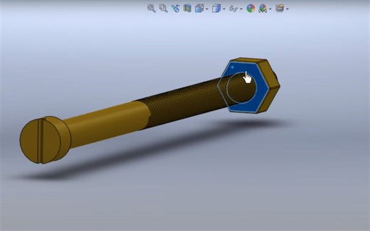 SolidWorks教程案例6 – 螺栓-螺母（螺钉/螺纹）绘制匹配组装