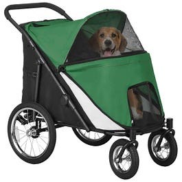 PawHut Pet Stroller Foldable Design for M/L Dogs, Dark Green