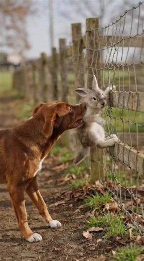 dog frees an animal trapped in fencing.