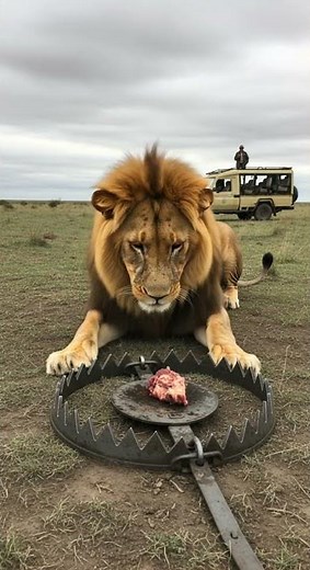 Will the lion escape the trap and get the meat? 🦁🥩❓ IQ Test for Animals #animals #smart #test