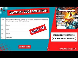Question No - 19 GATE MT 2022 (Metallurgy, Iron and Steelmaking Process, BOF Impurities removal)
