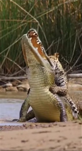 LEOPARD VS. CROCODILE🐊 #wildlife #wildlifeentertainment #animals #animallife #wildanimals #nature