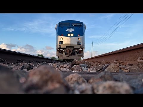 Amtrak 77 leads sunset limited #1 at Missouri City TX 4/11/26 (Track View)