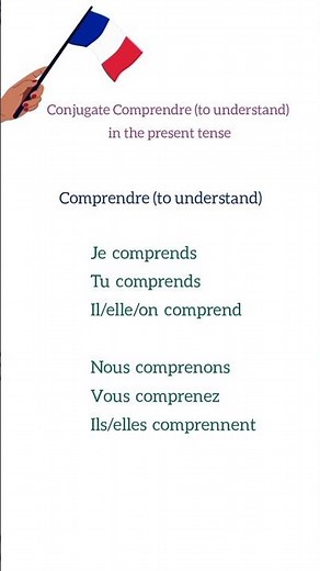 Conjugation of the verb “Comprendre” (to understand)in the present tense🇲🇫