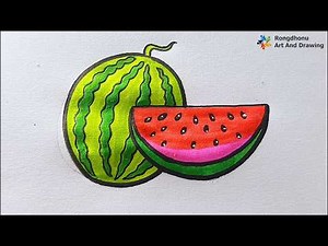 How to Draw a Watermelon 🍉 | Easy Watermelon Drawing with Color Pencil | Step by Step