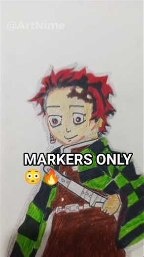 They Asked for Tanjiro… So I Drew Him with MARKERS 😳🔥