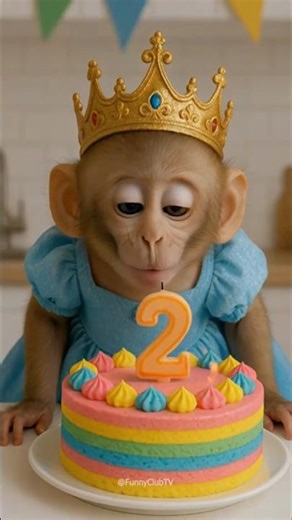 عيد ميلاد القرد|قرد كيوت|قرد مشاكس|قرد صغير|اجمل قرد|قرد يأكل حلوه 🎂🐵🥳