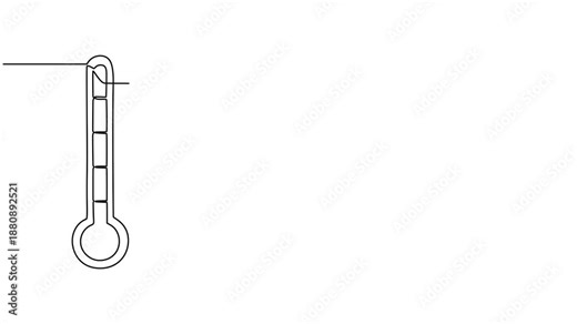 Animated self drawing of Continuous one line drawing of thermometer. Simple illustration of digital thermometer line art vector illustration, Full length motion, Self drawing line animation pro vector