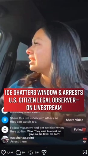 Federal agents detained a U.S. citizen legal observer while she was livestreaming. “Don’t shoot out my window,” she pleads. “I’m getting out.” They shattered the glass anyway. Maria Santay is a well-known legal observer—clearly identified, clearly compliant, and clearly targeted. Agents from U.S. Immigration and Customs Enforcement broke her car window and dragged her out despite her agreeing to comply. This happened in El Monte, California. Legal observers exist to document abuse. When the stat