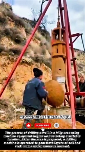 The Process of Drilling a Well in a Hilly Area Using a Machine !! #shorts #innovation #machine