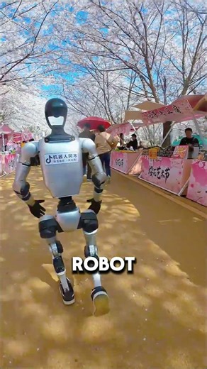 Upgraded Robot Dances Ballet in the Cherry Blossom Park