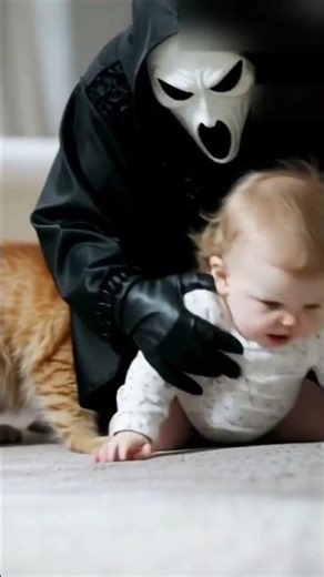 👻👶😺 Ghost Prank with Baby & Cat 😂🔥 | Funniest Reaction Ever #shorts