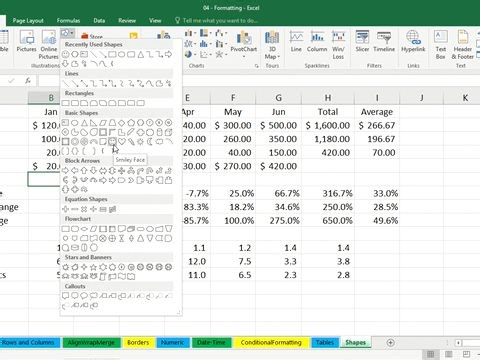 Excel essential training-2016 Inserting shapes arrows and other visual features
