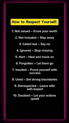 Respect Yourself First – 10 Rules That Actually Work