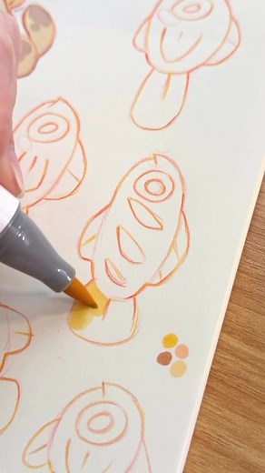 Drawing Fish with Bread and Anchovies | Copic Marker Art