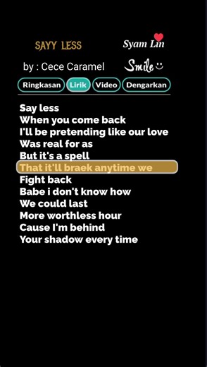 Say Less Lyrics by Cece Caramel