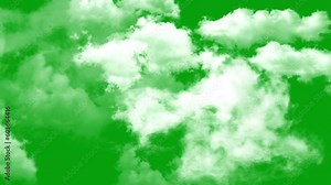 Abstract of white clouds moving on green chroma background