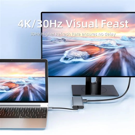 Multifunction Usb 3.0 Hubs Docking Station Abs Adapter Metal HDTV Pd SD TF Usb 2.0 Usb-c Hub Splitter for Computer Laptop PC