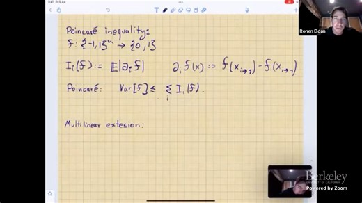 Ronen Eldan：通过pathwise analysis在布尔超立方体中应用随机微积分的工具——1