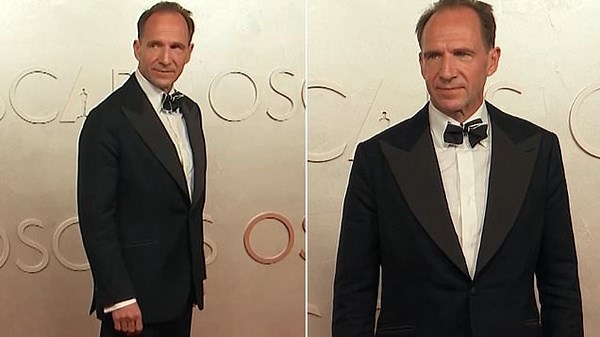 Ralph Fiennes arrives at the 2025 Academy Awards red carpet